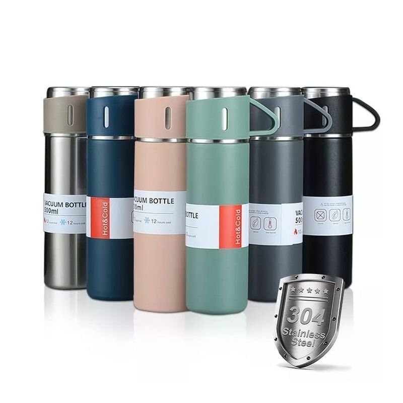 Vacuum Flask Set with 2 Cups Stainless Steel